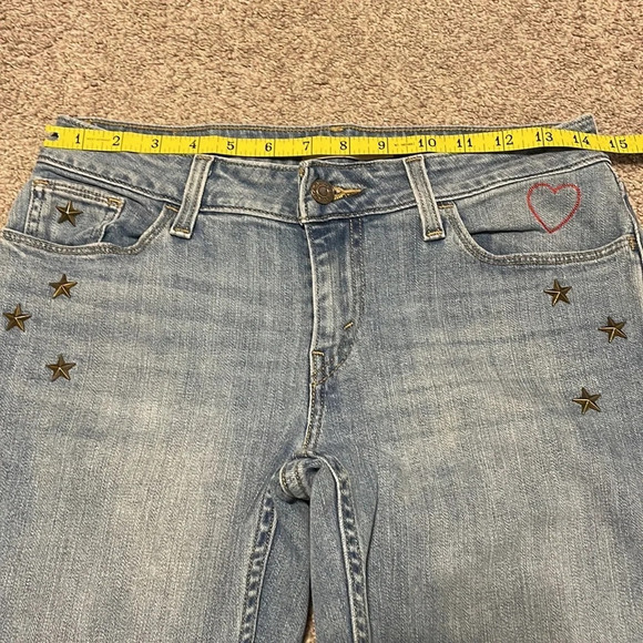 Levi’s 535 Super Skinny Jeans Star Studded Embroidered Hearts 28 - Picture 5 of 16